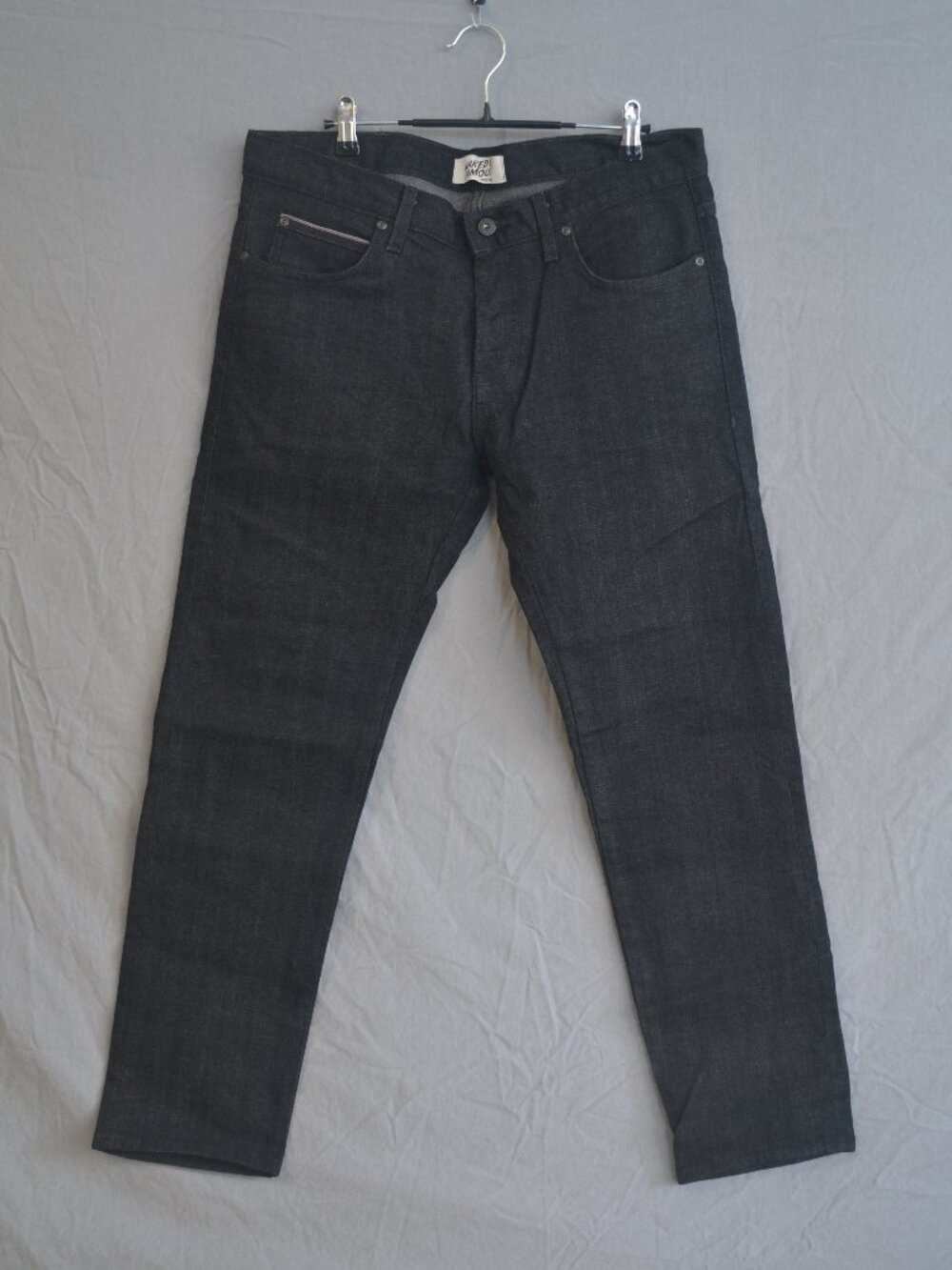 Naked & Famous Denim Slim Straight Black Jeans